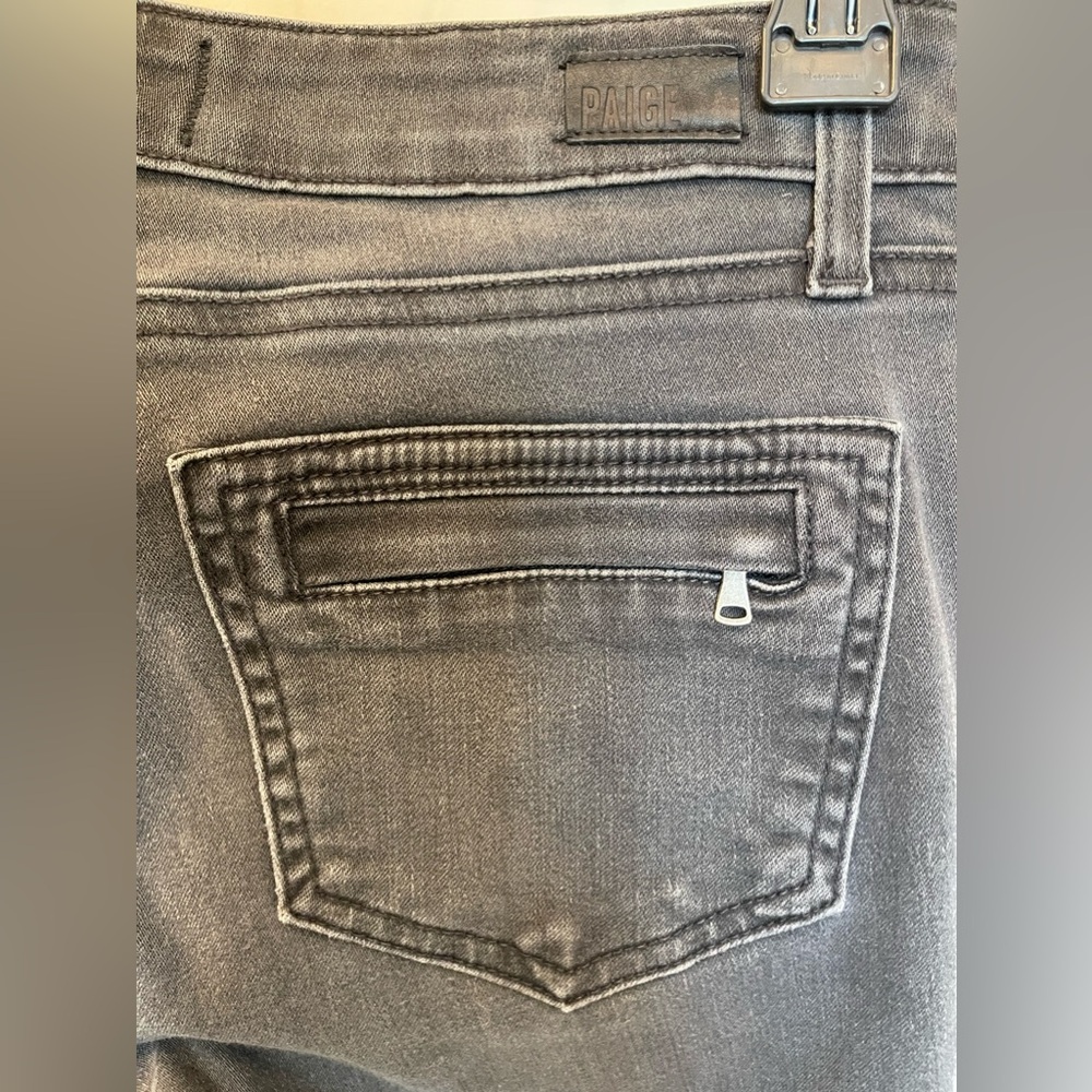 Paige Denim Jeans Moscow No Whiskers Moto Black Fade Skinny low-rise size 27 - Picture 9 of 14